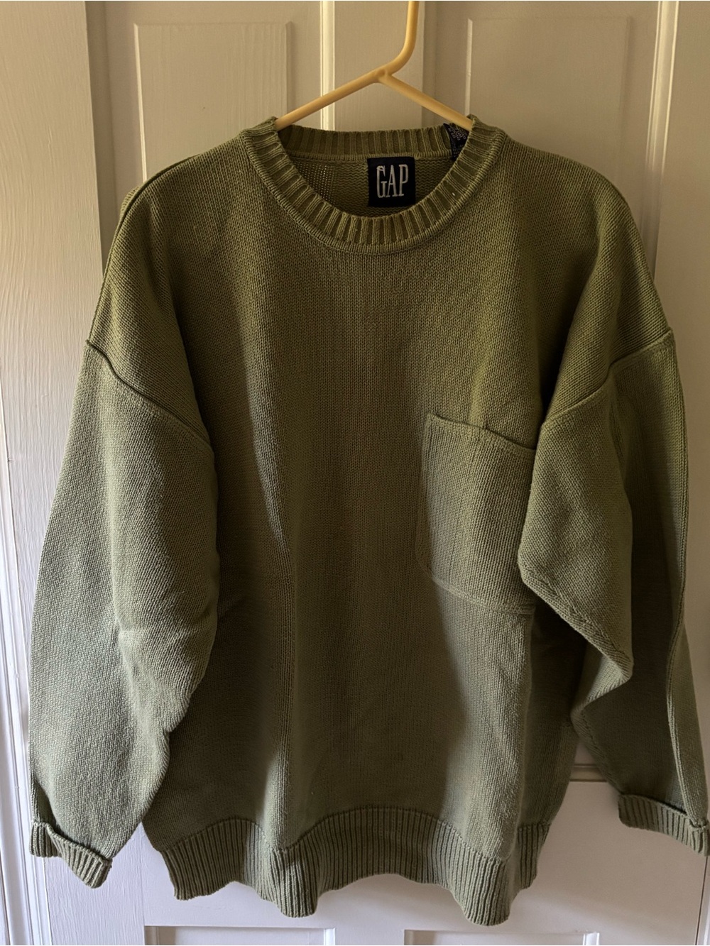 GAP Olive Green Crew Neck Sweater with Chest Pocket